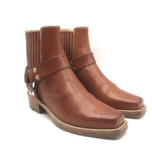 RE/DONE Cavalry Harness Boots Caramel Burnished Leather Size 38